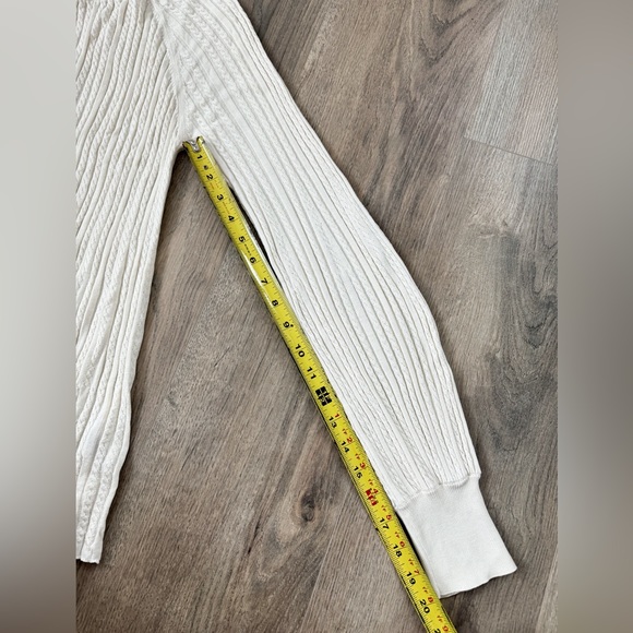 Elie Tahari Cloud White Sweater Cable Knit Silk Pullover cottage farmhouse M - Picture 14 of 15